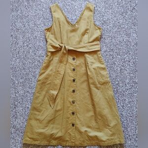 Gap yellow brown gold linen dress 12